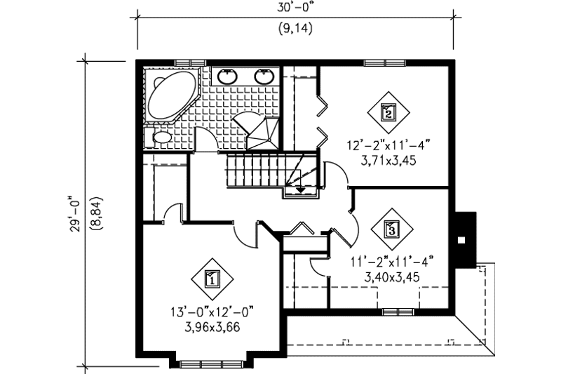 House Plan Design - Floor Plan - Upper Floor for Farmhouse House Plan #25-265 - 3 bed, 1.5 bath
