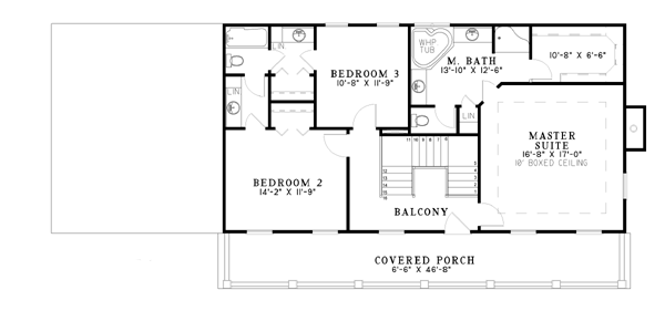 Home Plan - Southern Floor Plan - Upper Floor Plan #17-258