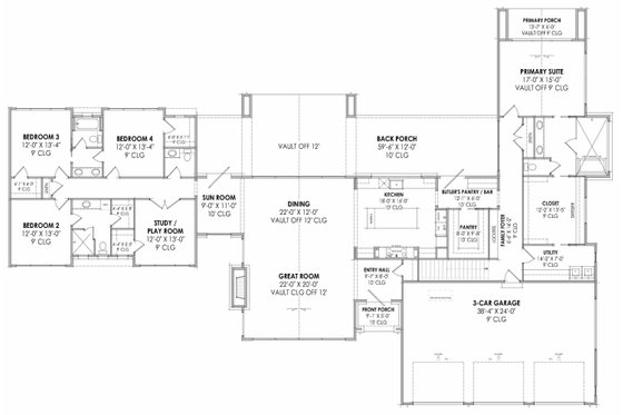 Floor Plan - Main Floor 1 for Modern House Plan #1096-48 - 4 bed, 3.5 bath