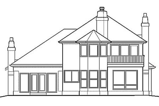 Exterior - Rear Elevation for Mediterranean House Plan #48-336 - 4 bed, 3 bath
