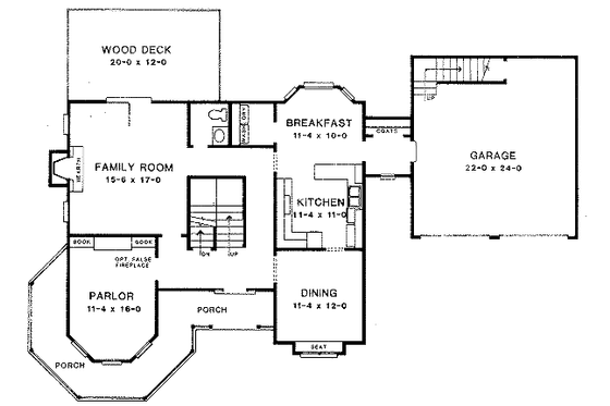 Floor Plan - Main Floor for Victorian House Plan #10-208 - 4 bed, 2.5 bath
