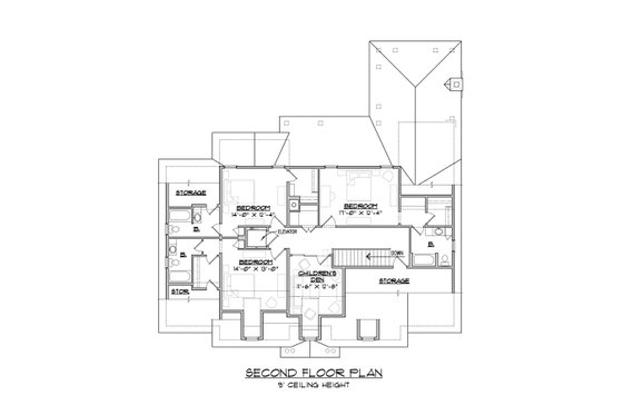 Floor Plan - Upper Floor for Classical House Plan #1054-52 - 4 bed, 4.5 bath