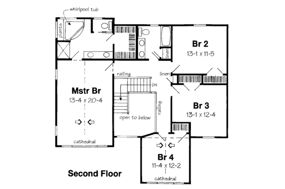 Floor Plan - Upper Floor for Traditional House Plan #312-382 - 5 bed, 3 bath