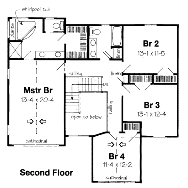 Traditional Floor Plan - Upper Floor Plan #312-382