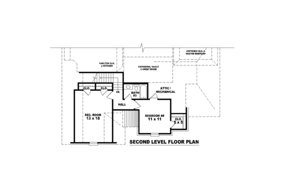 Floor Plan - Upper Floor for European House Plan #81-1501 - 4 bed, 3 bath
