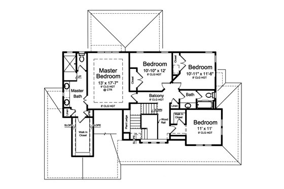 Floor Plan - Upper Floor for Farmhouse House Plan #46-884 - 4 bed, 2.5 bath