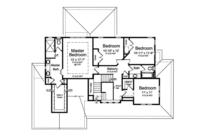 Home Plan - Floor Plan - Upper Floor for Farmhouse House Plan #46-884 - 4 bed, 2.5 bath