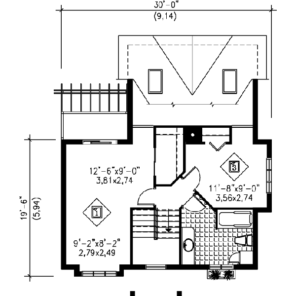 Contemporary Floor Plan - Upper Floor Plan #25-3043