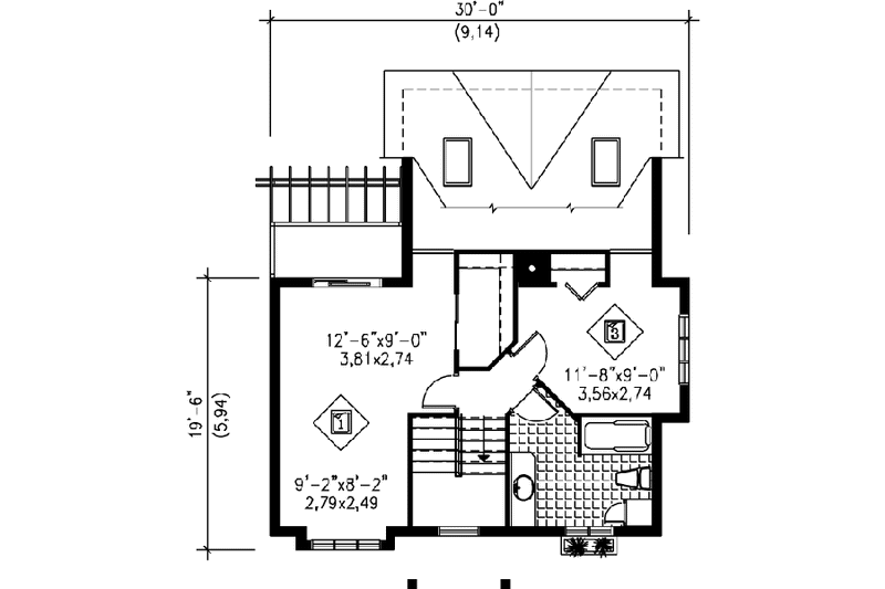 Home Plan - Floor Plan - Upper Floor for Contemporary House Plan #25-3043 - 4 bed, 3 bath