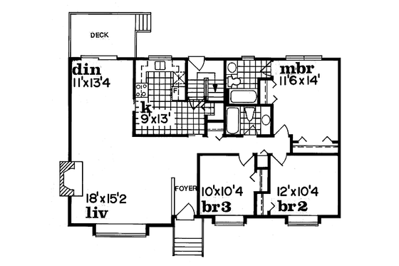 Floor Plan - Main Floor for Traditional House Plan #47-243 - 3 bed, 2 bath