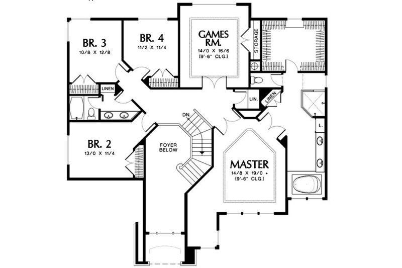 Home Plan - Floor Plan - Upper Floor for European House Plan #48-456 - 4 bed, 2.5 bath