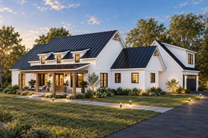 House Blueprint - Exterior - Front Elevation for Farmhouse House Plan #932-1463 - 3 bed, 2.5 bath
