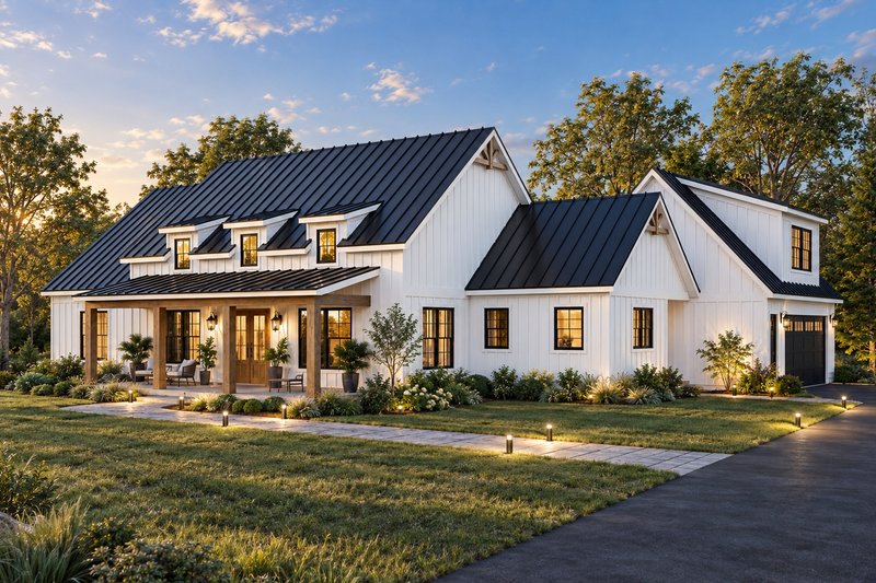 House Blueprint - Exterior - Front Elevation 2 for Farmhouse House Plan #932-1463 - 3 bed, 2.5 bath