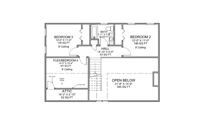 House Design - Floor Plan - Upper Floor for Farmhouse House Plan #1116-21 - 3 bed, 2.5 bath
