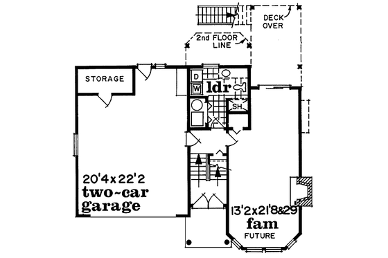 Floor Plan - Lower Floor for Traditional House Plan #47-185 - 3 bed, 2 bath