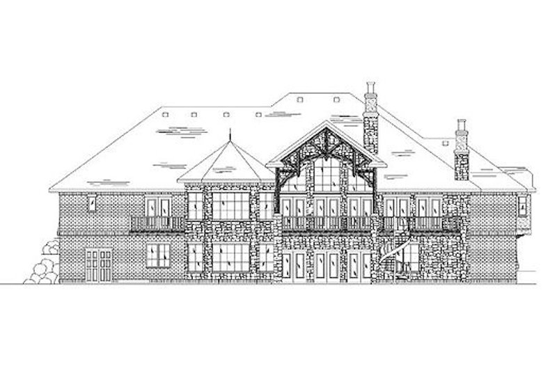 Home Plan - Exterior - Rear Elevation for European House Plan #5-316 - 5 bed, 4 bath