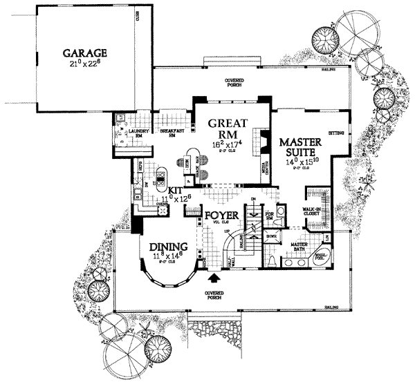 House Plan Design - Country Floor Plan - Main Floor Plan #72-135