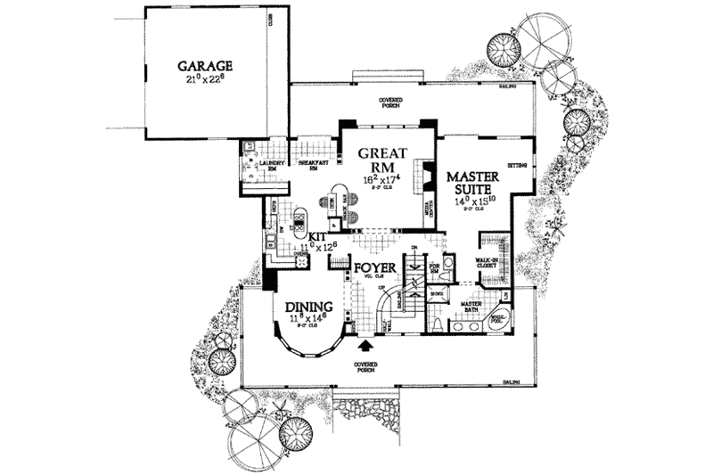Home Plan - Floor Plan - Main Floor for Country House Plan #72-135 - 3 bed, 2.5 bath