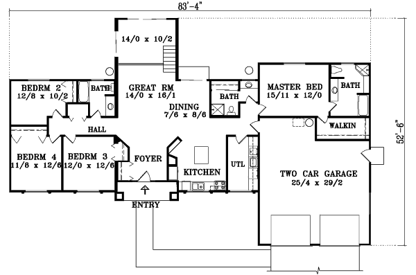 Architectural House Design - Adobe / Southwestern Floor Plan - Main Floor Plan #1-1414