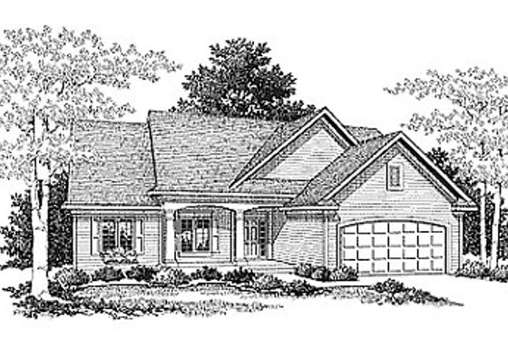 Exterior - Front Elevation for Traditional House Plan #70-142 - 3 bed, 2 bath