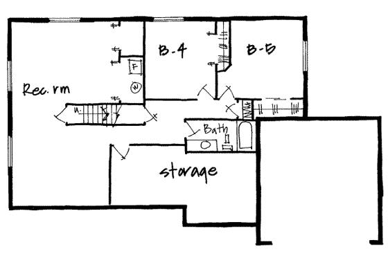 Floor Plan - Lower Floor for European House Plan #308-197 - 5 bed, 3 bath