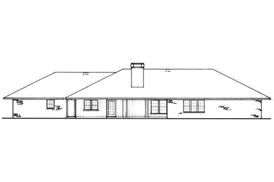 Exterior - Rear Elevation for Ranch House Plan #45-153 - 4 bed, 2.5 bath