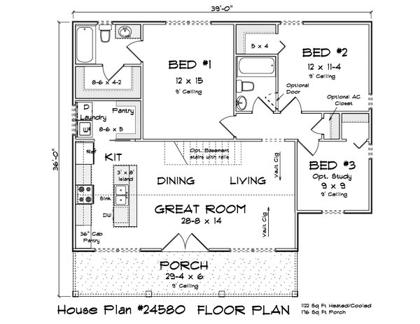House Blueprint - Cottage Floor Plan - Main Floor Plan #513-2373