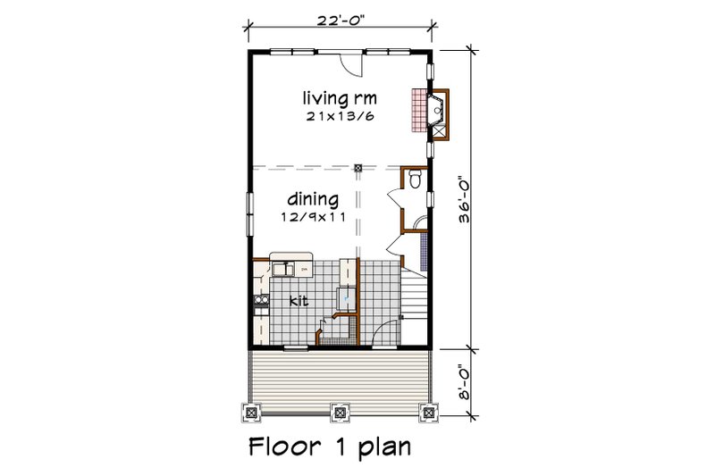 Architectural House Design - Floor Plan - Main Floor for Craftsman House Plan #79-315 - 3 bed, 2.5 bath