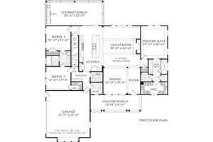 Floor Plan - Main Floor for Ranch House Plan #927-1018 - 3 bed, 2.5 bath