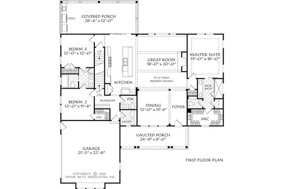 Floor Plan - Main Floor for Ranch House Plan #927-1018 - 3 bed, 2.5 bath