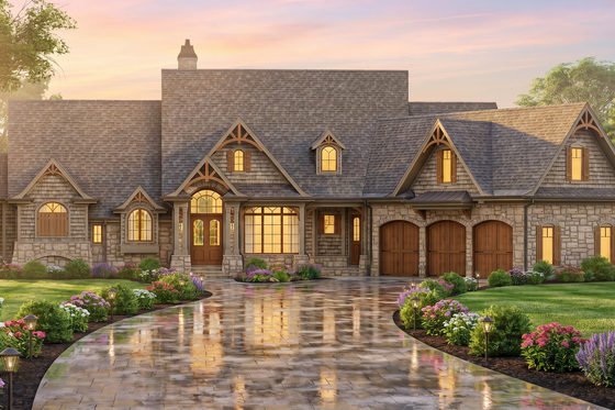 Exterior - Front Elevation 3 for Country House Plan #54-714 - 5 bed, 5 bath
