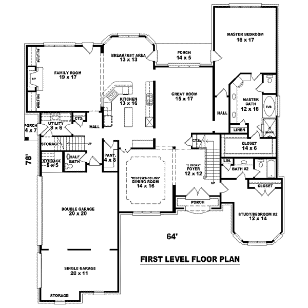 Colonial Floor Plan - Main Floor Plan #81-1619