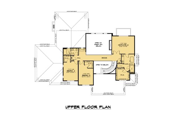 Floor Plan - Upper Floor for Contemporary House Plan #1066-164 - 5 bed, 5.5 bath