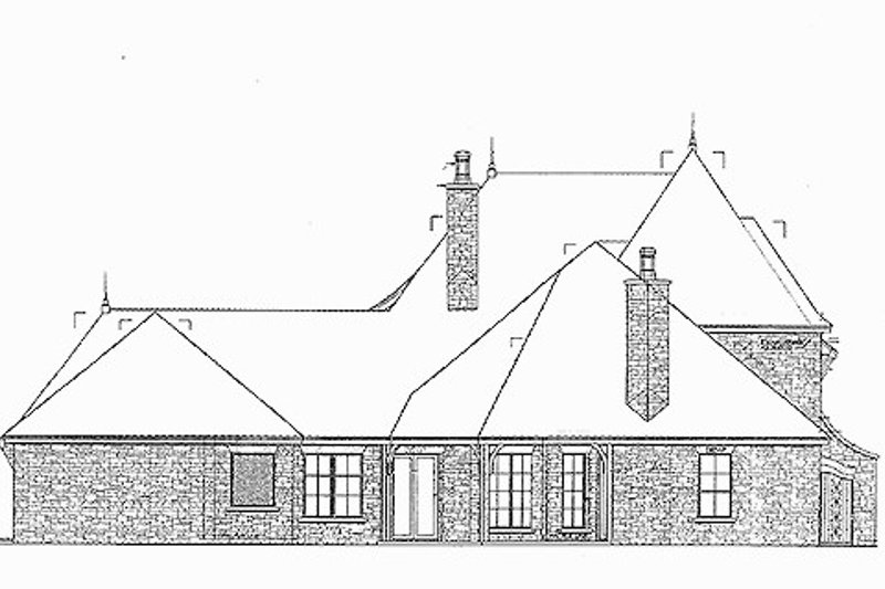 House Blueprint - Exterior - Rear Elevation for European House Plan #310-698 - 4 bed, 3.5 bath