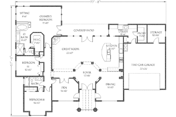 Floor Plan - Main Floor for Modern House Plan #24-182 - 3 bed, 2 bath