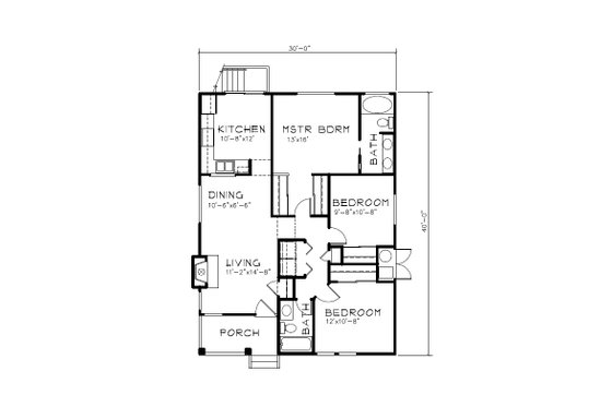 Floor Plan - Main Floor for Bungalow House Plan #515-62 - 3 bed, 2 bath