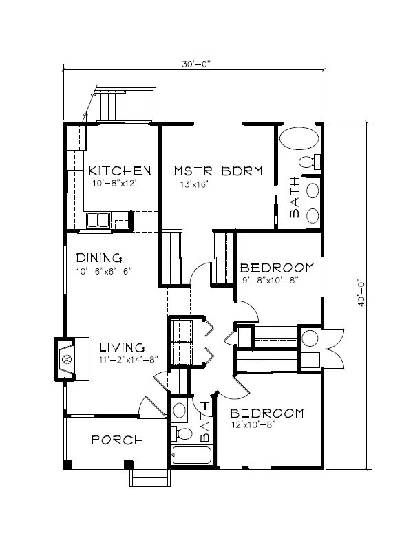 House Plan Design - Floor Plan - Main Floor for Bungalow House Plan #515-62 - 3 bed, 2 bath