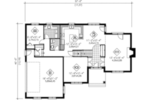Floor Plan - Main Floor for European House Plan #25-211 - 4 bed, 2.5 bath
