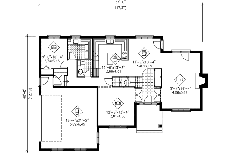 Dream House Plan - Floor Plan - Main Floor for European House Plan #25-211 - 4 bed, 2.5 bath