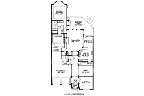 Floor Plan - Main Floor for European House Plan #141-229 - 3 bed, 3.5 bath