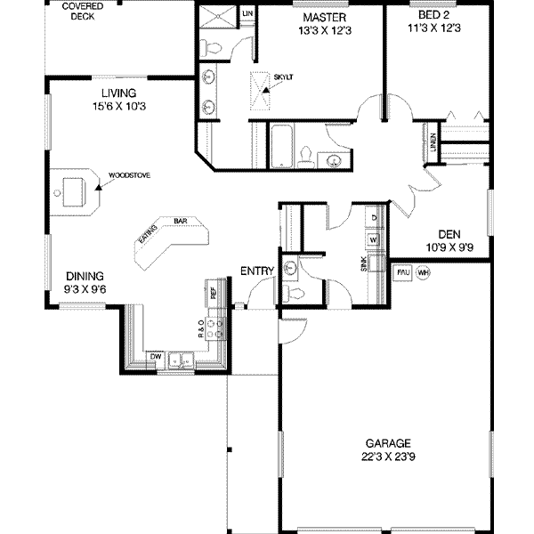 Architectural House Design - Ranch Floor Plan - Main Floor Plan #60-363