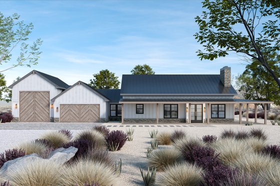 Barndominium Plan with Wraparound Porch