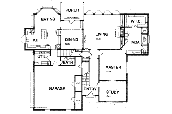 Floor Plan - Main Floor for Traditional House Plan #15-224 - 4 bed, 3.5 bath