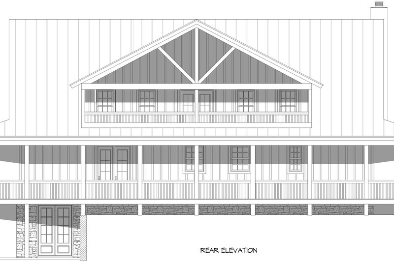 Architectural House Design - Exterior - Rear Elevation 1 for Farmhouse House Plan #932-1079 - 3 bed, 2.5 bath