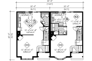 Floor Plan - Main Floor for Colonial House Plan #25-310 - 2 bed, 1.5 bath