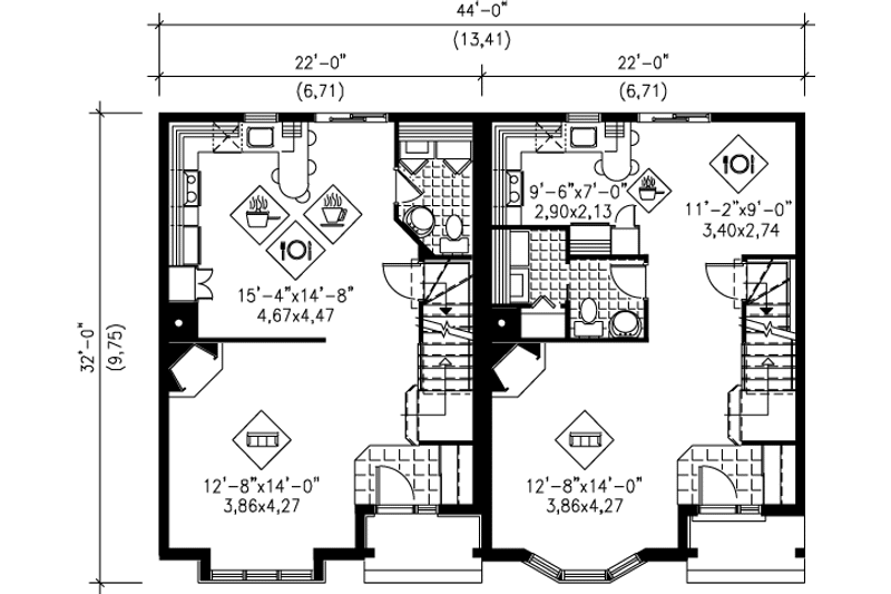 Dream House Plan - Floor Plan - Main Floor for Colonial House Plan #25-310 - 2 bed, 1.5 bath