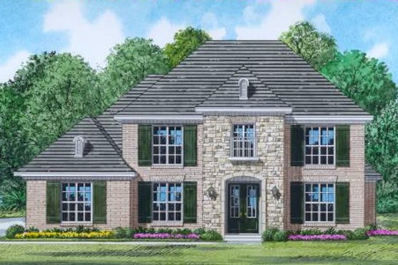 Exterior - Front Elevation for Traditional House Plan #424-77 - 4 bed, 3.5 bath