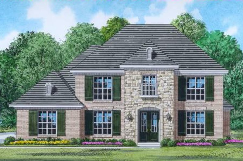Exterior - Front Elevation 2 for Traditional House Plan #424-77 - 4 bed, 3.5 bath