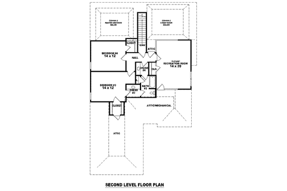 Floor Plan - Upper Floor for Colonial House Plan #81-1526 - 4 bed, 3 bath