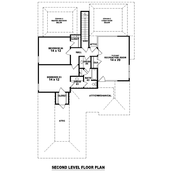 Colonial Floor Plan - Upper Floor Plan #81-1526